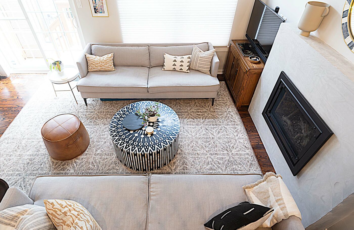 Farmstead Living Room After - Overhead