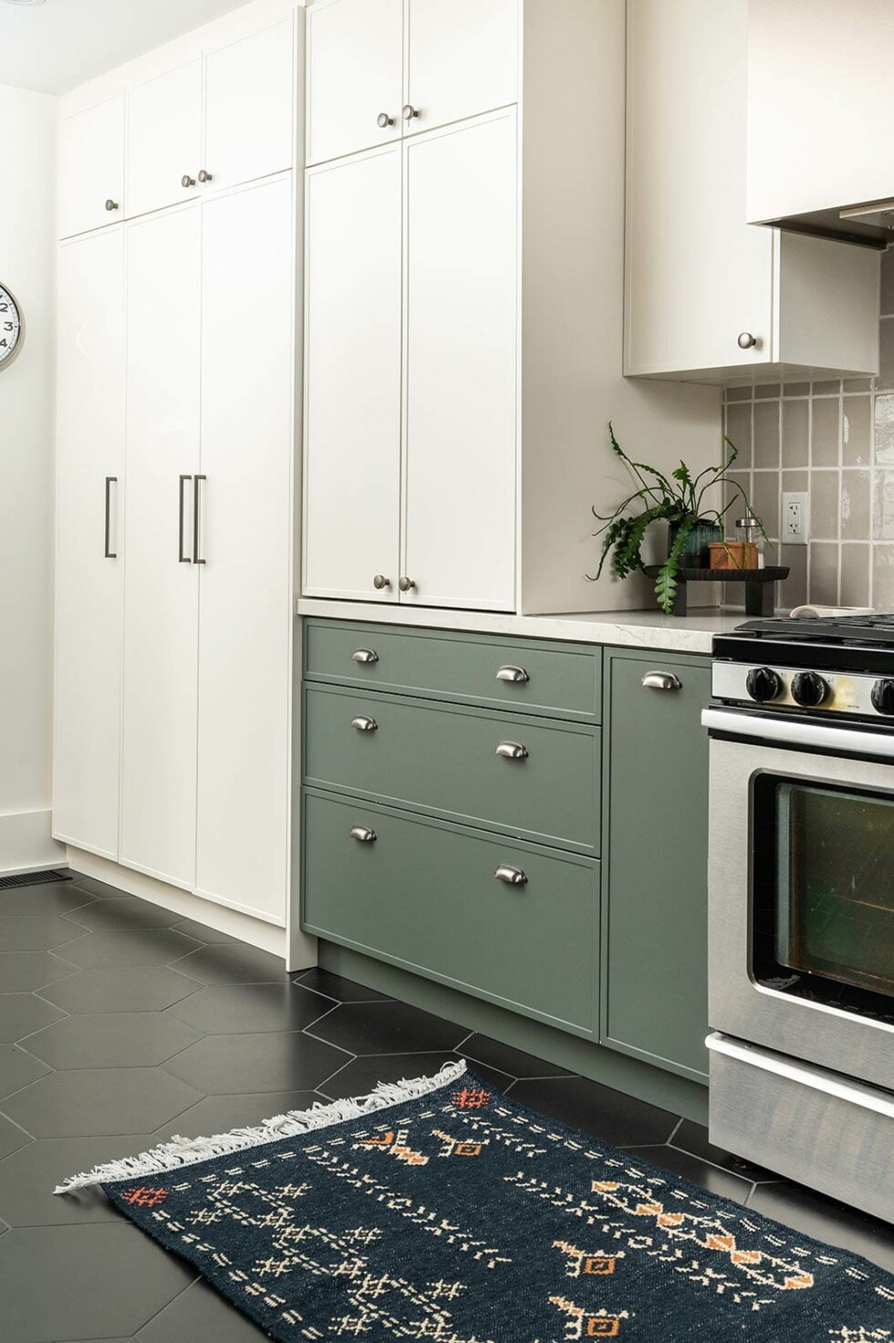 Bonnie Brae Kitchen White & Green Cupboards
